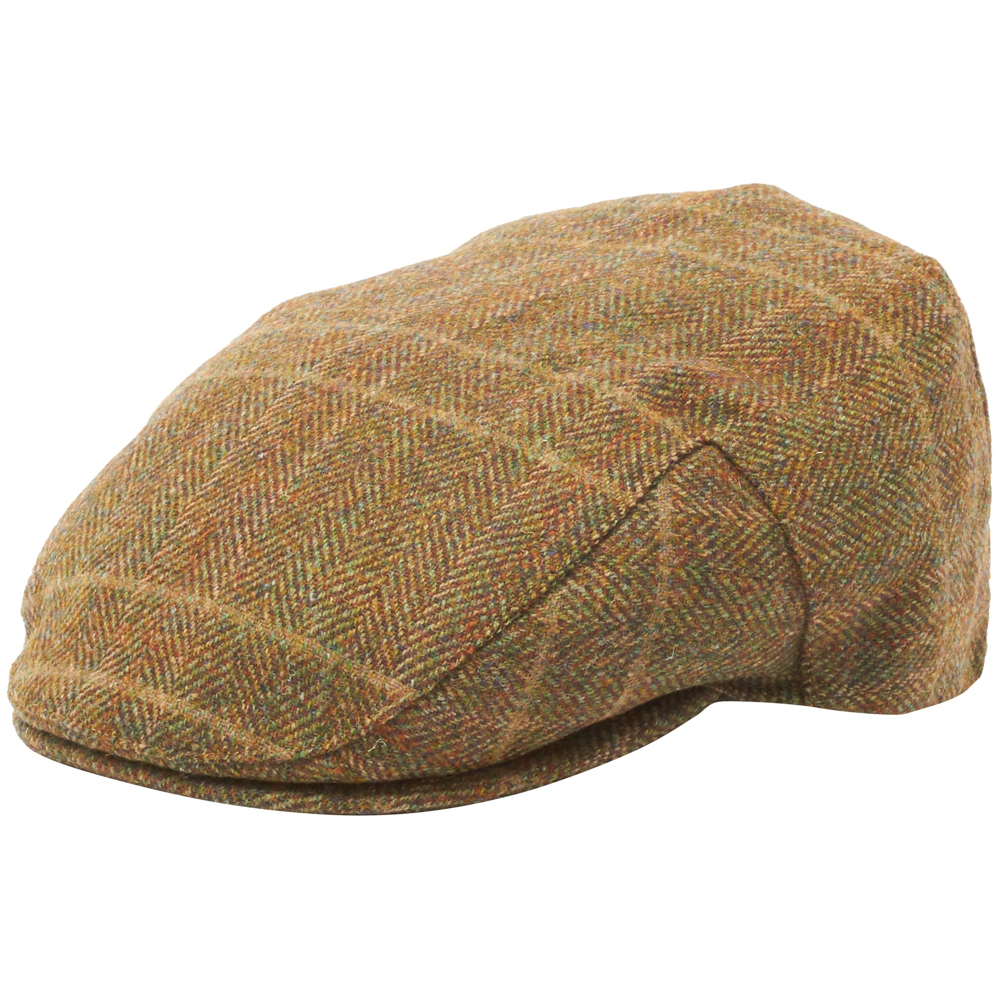 Barbour Olive Herringbone Check Wool Crieff Flat Cap