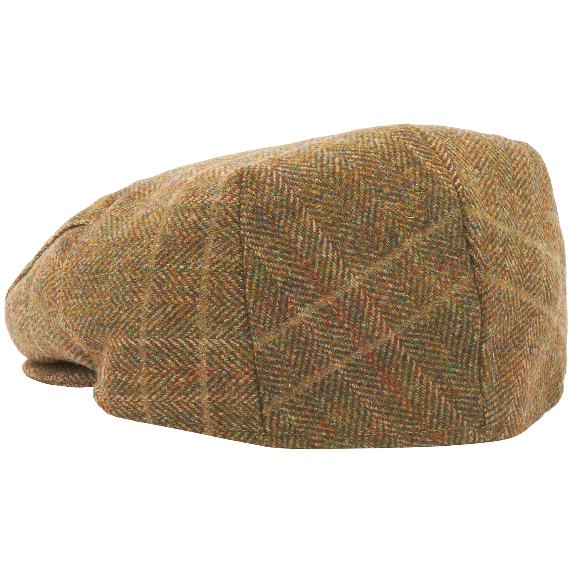 Barbour Olive Herringbone Check Wool Crieff Flat Cap