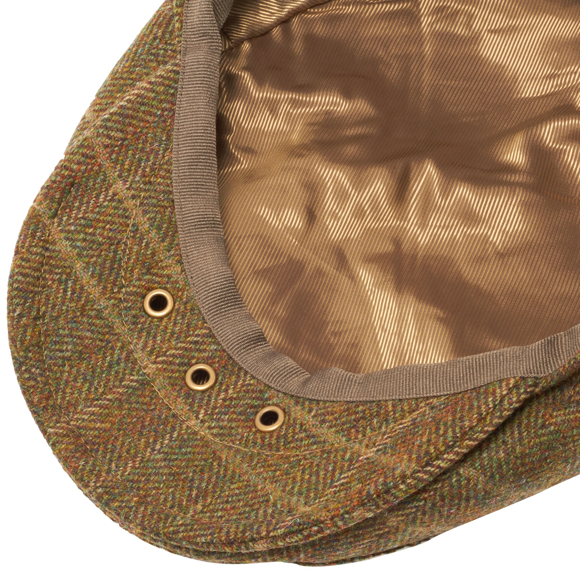 Barbour Olive Herringbone Check Wool Crieff Flat Cap