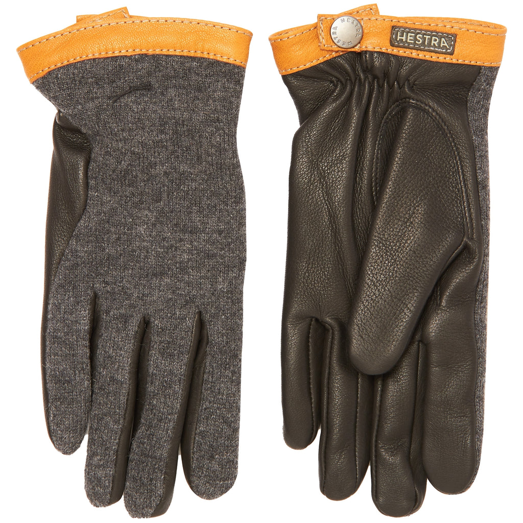 Hestra Charcoal Deerskin Wool Tricot Gloves