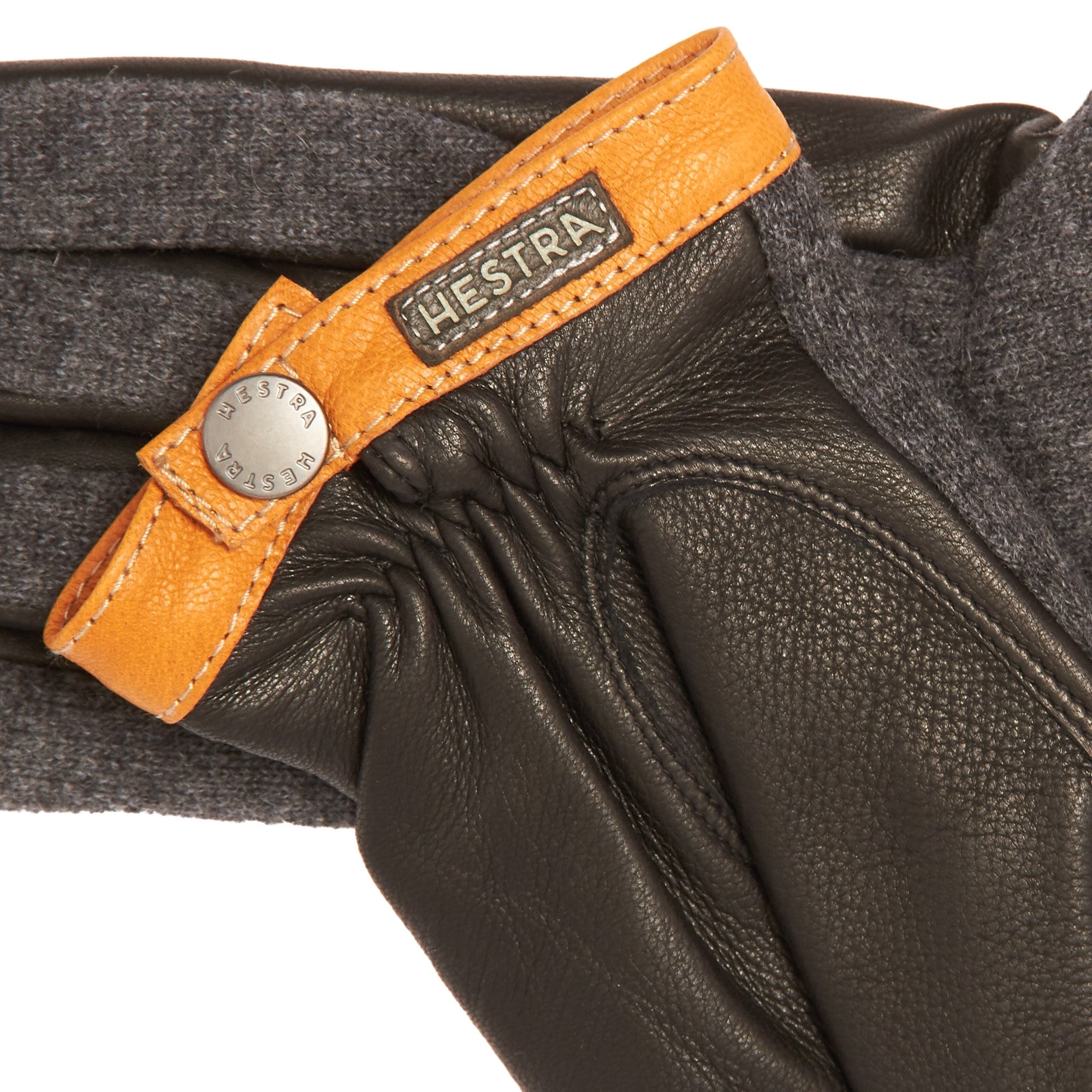 Hestra Charcoal Deerskin Wool Tricot Gloves