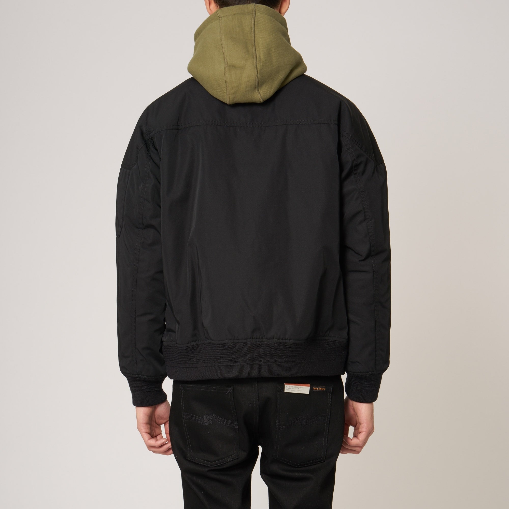White Mountaineering Black Gore Windstopper Twill Yoke Sleeve MA-1 Bomber Jacket