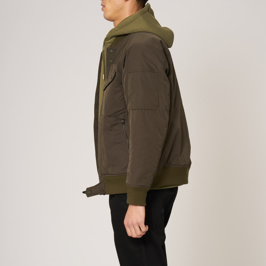 White Mountaineering Khaki Gore Windstopper Twill Yoke Sleeve MA-1 Bomber Jacket