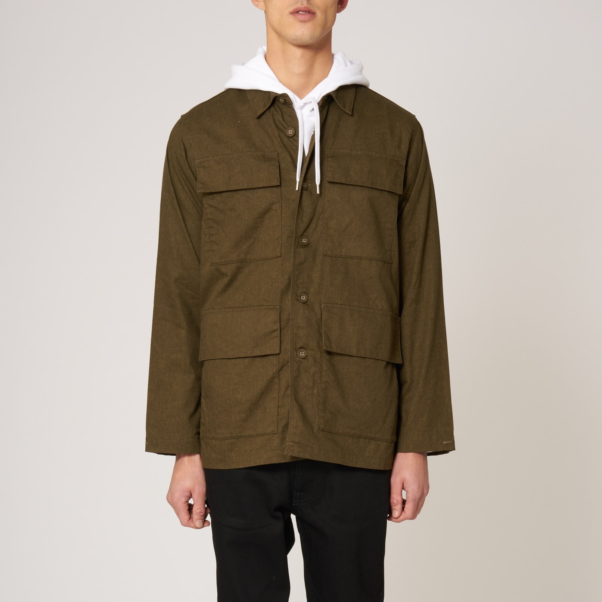 White Mountaineering Khaki Oxford Military Shirt Jacket