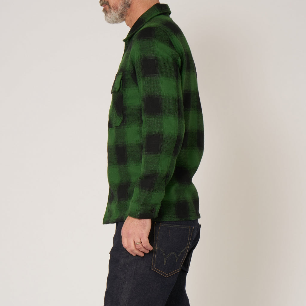Naked and Famous Denim Green & Black Work Shirt