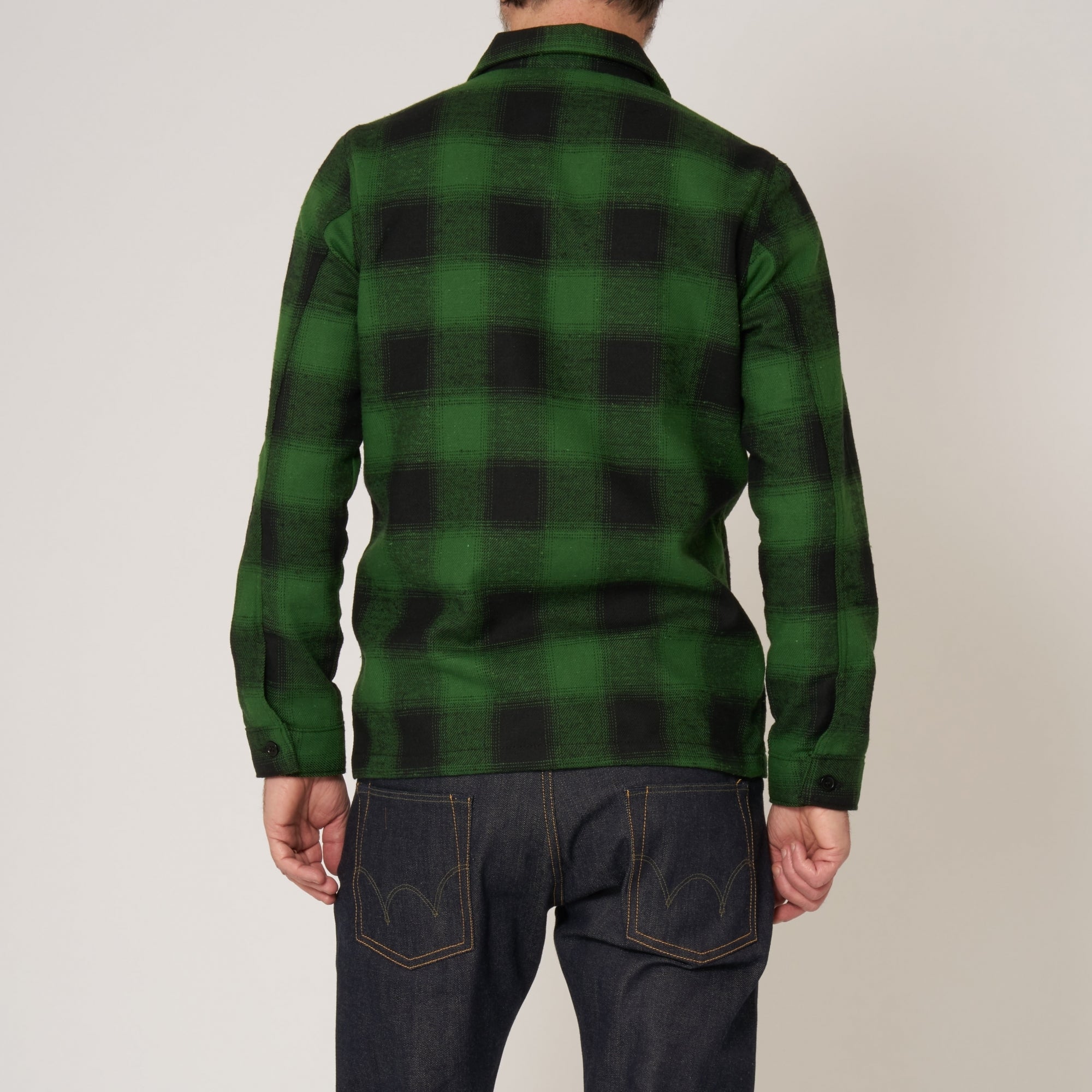 Naked and Famous Denim Green & Black Work Shirt