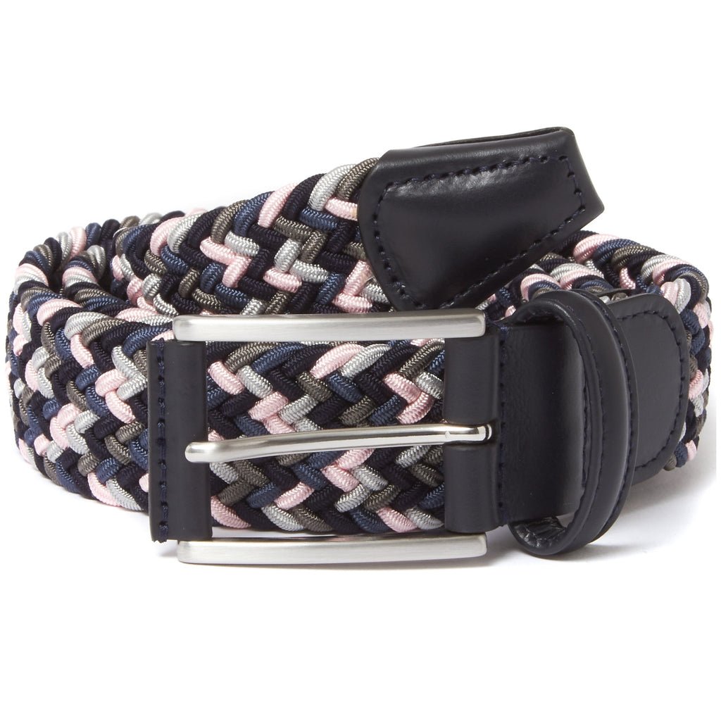 Anderson's Belts Elastic Woven Belt - Multi Pink/Grey