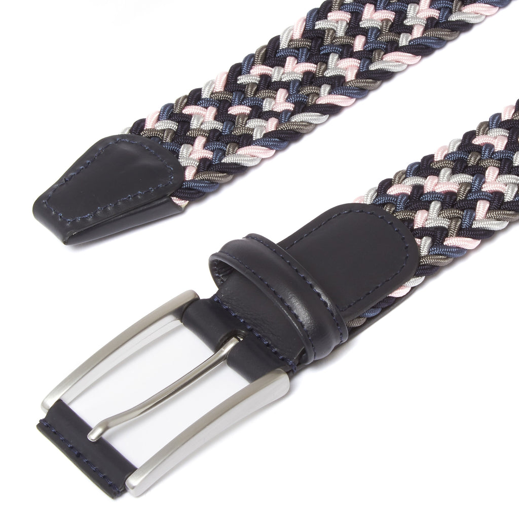 Anderson's Belts Elastic Woven Belt - Multi Pink/Grey