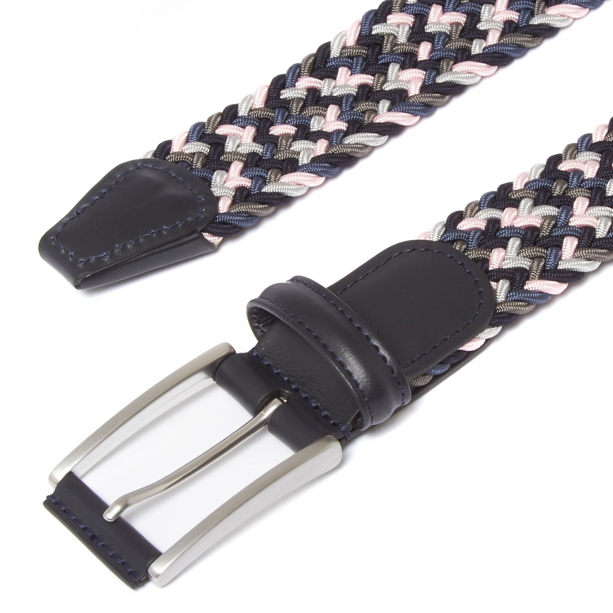 Anderson's Belts Elastic Woven Belt - Multi Pink/Grey