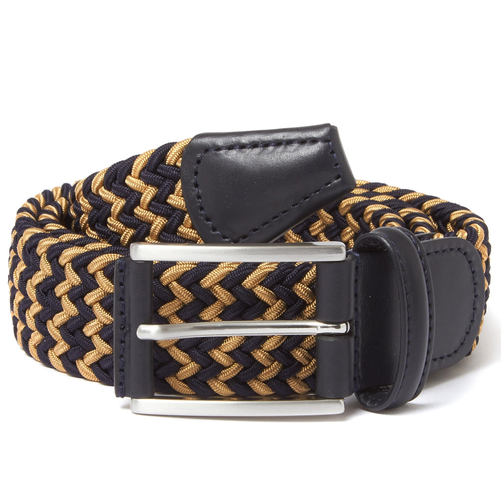 Anderson's Belts Elastic Woven Belt - Navy & Gold