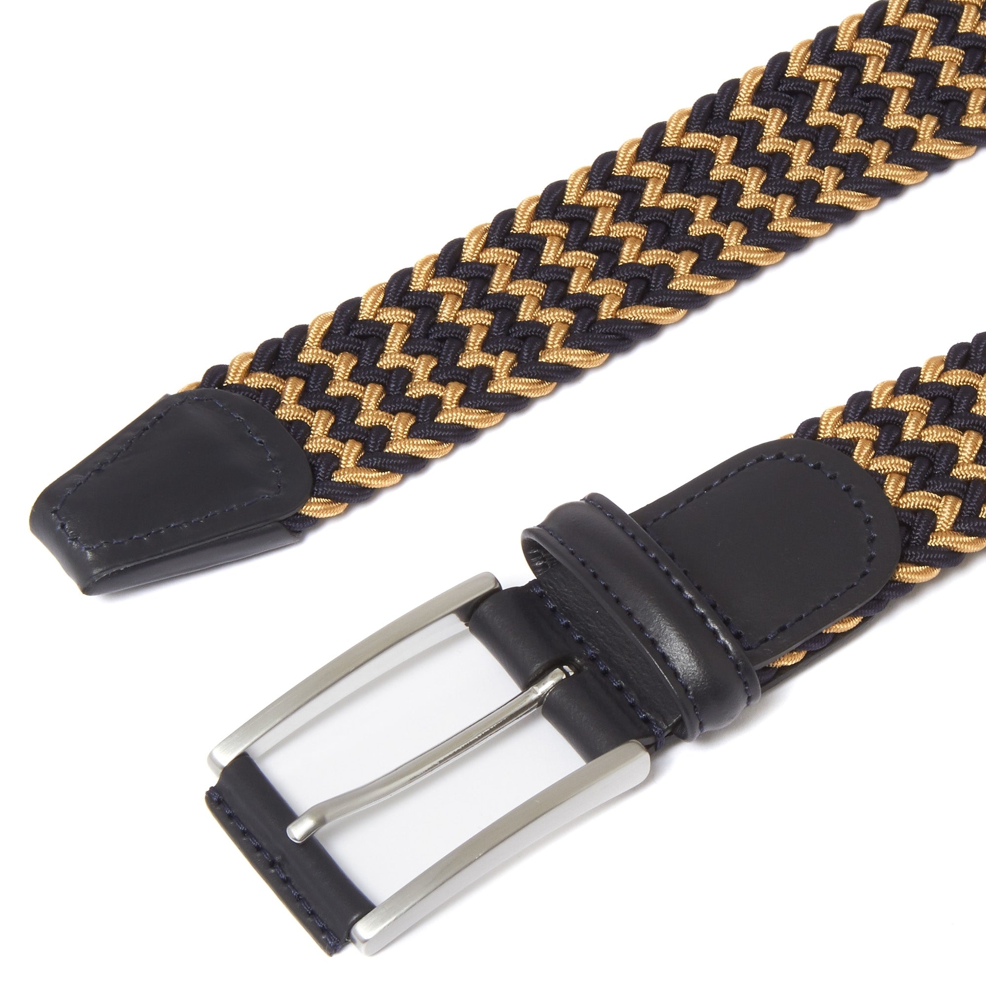 Anderson's Belts Elastic Woven Belt - Navy & Gold