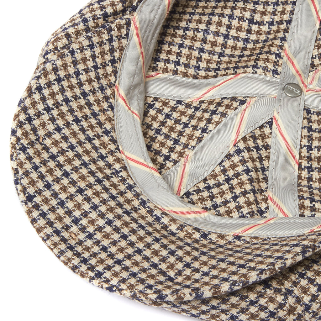 Check 6 panel Flat Cap- Houndstooth