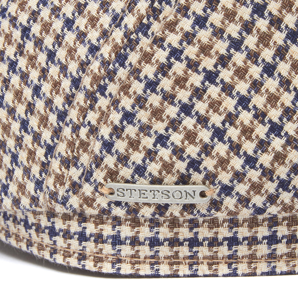 Check 6 panel Flat Cap- Houndstooth