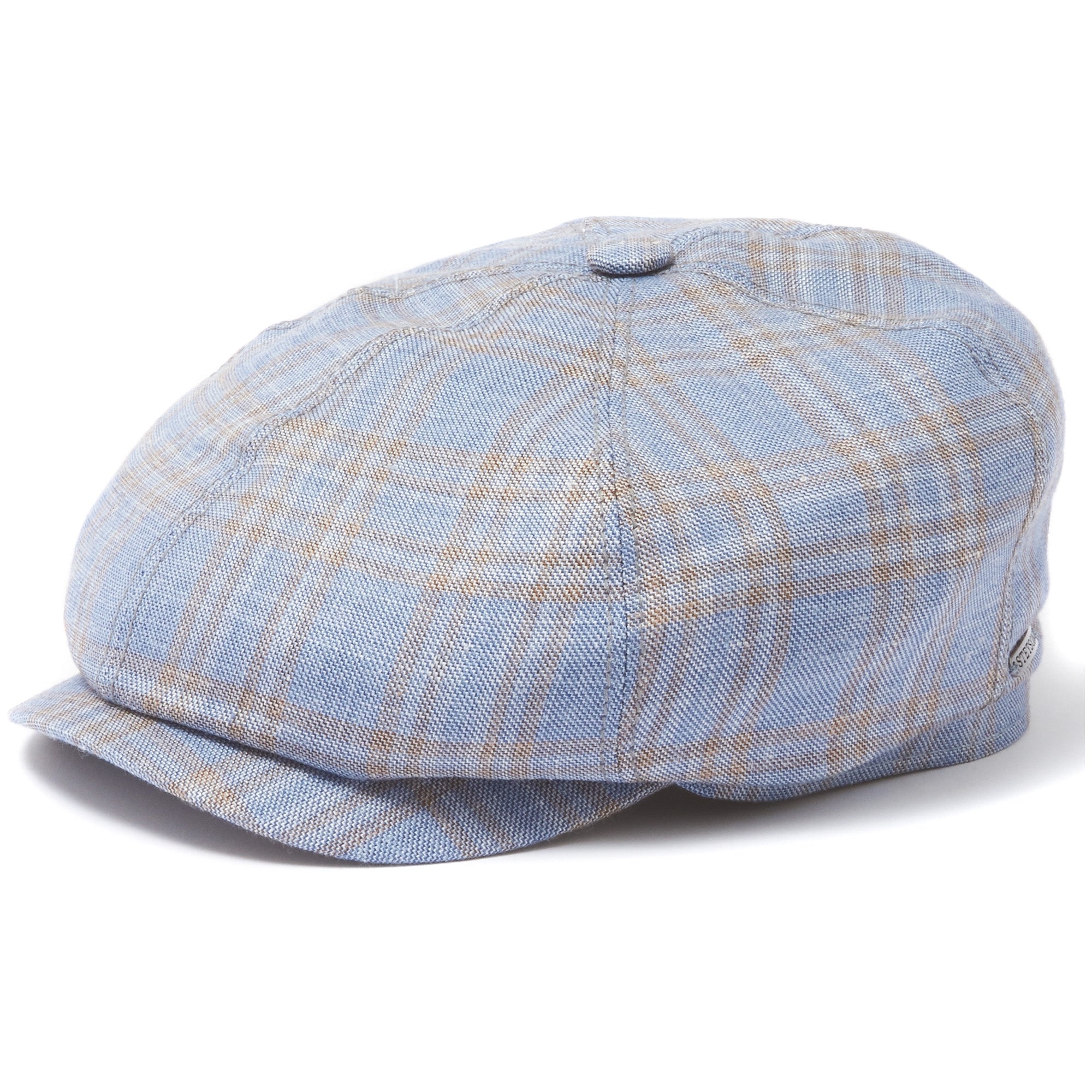 Check 6-Panel Newsboy Cap- Blue