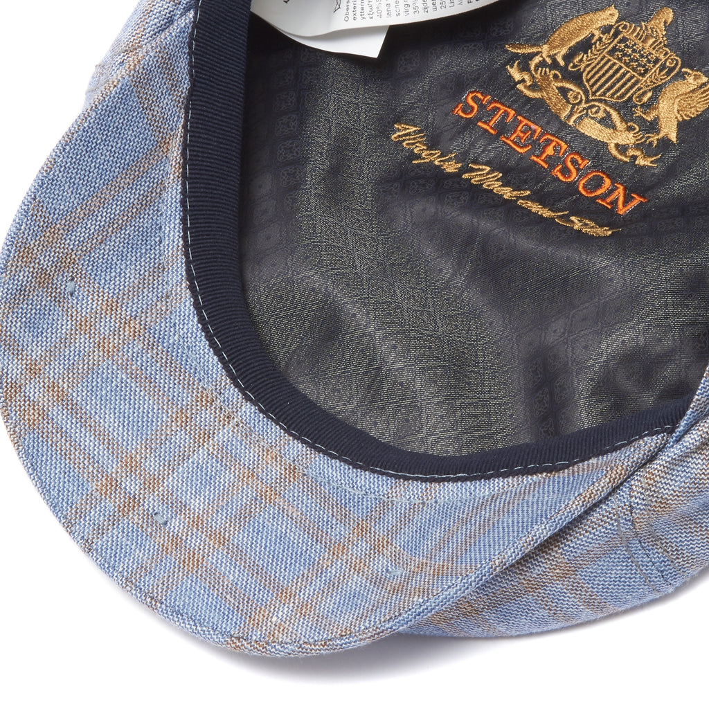 Check 6-Panel Newsboy Cap- Blue
