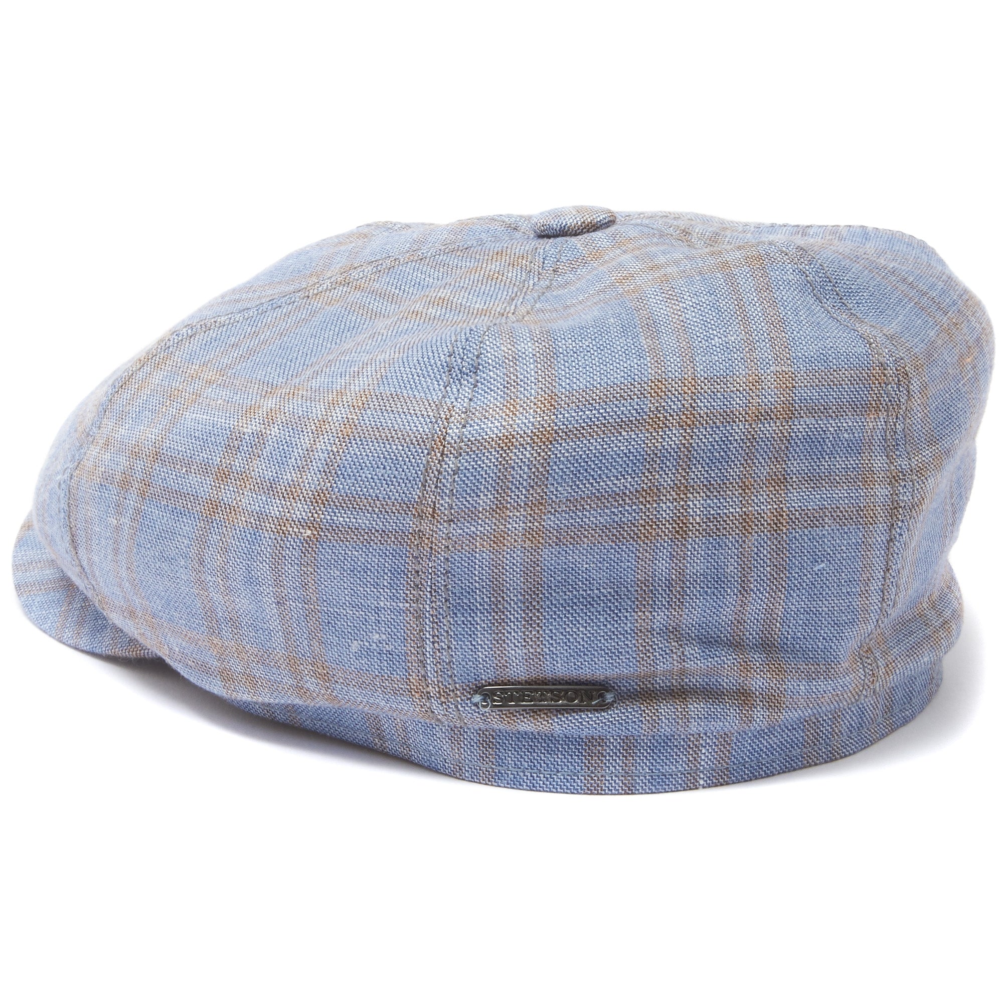 Check 6-Panel Newsboy Cap- Blue