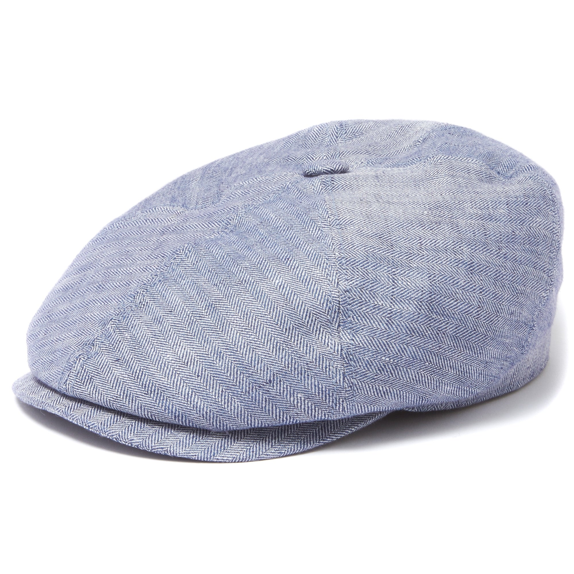 Brooklin Linen Flat Cap- Blue