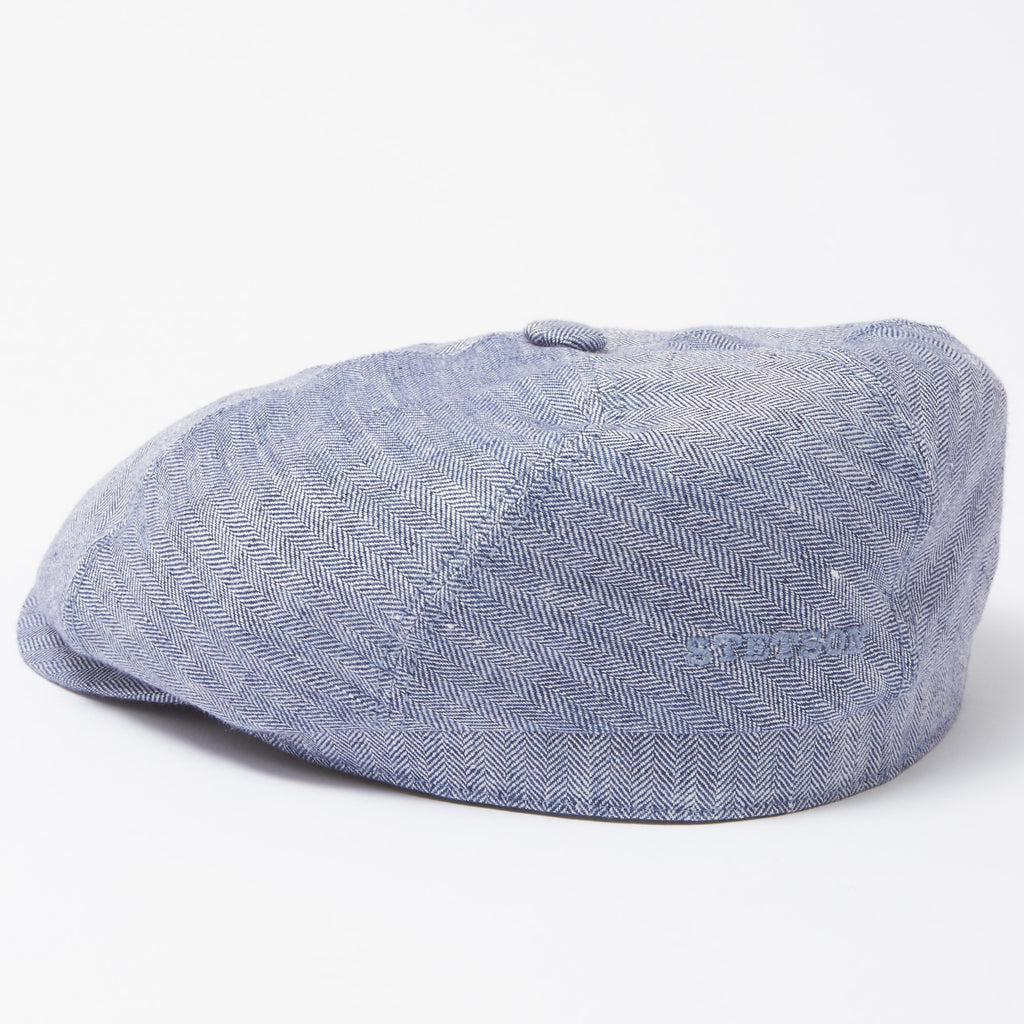 Brooklin Linen Flat Cap- Blue