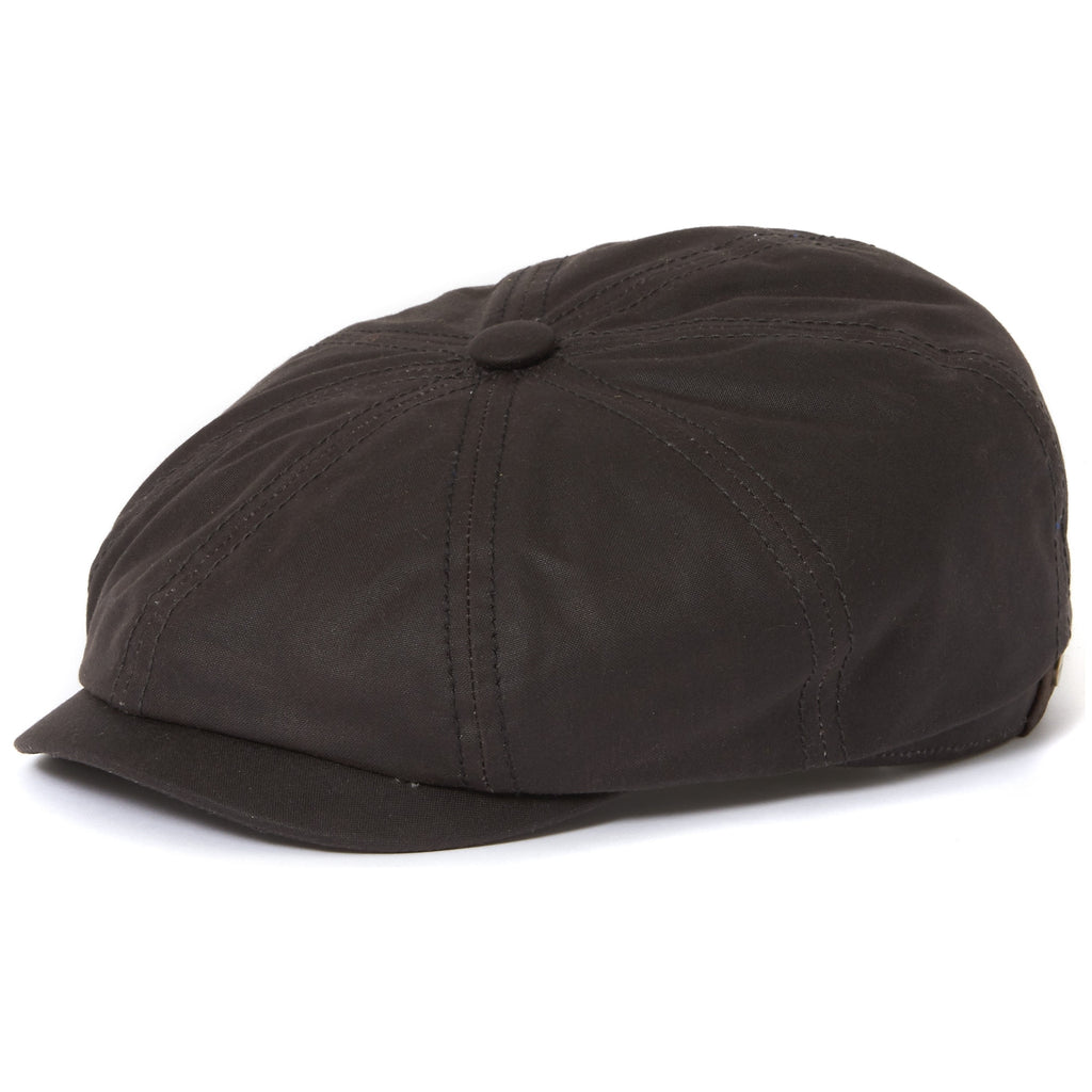 Stetson Hats Hatteras Waxed Newsboy Cap- Black