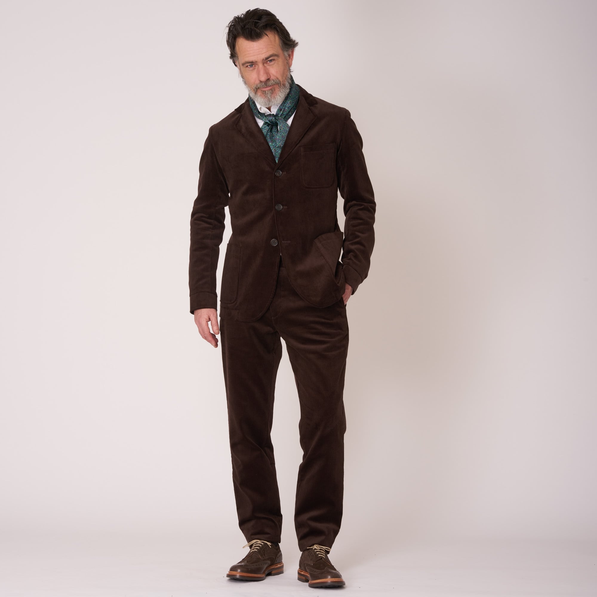 Stuarts x Oliver Spencer 50th Anniversary Chocolate Corduroy Fishtail Trousers