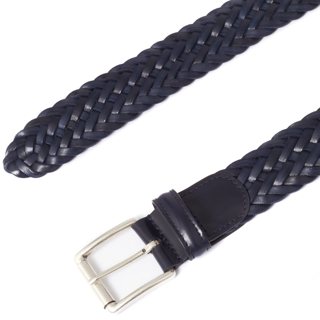 Anderson's Belts Woven Leather Belt - Navy