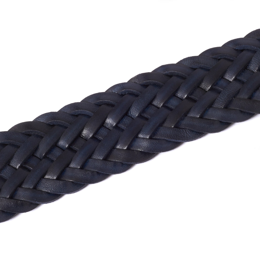 Anderson's Belts Woven Leather Belt - Navy