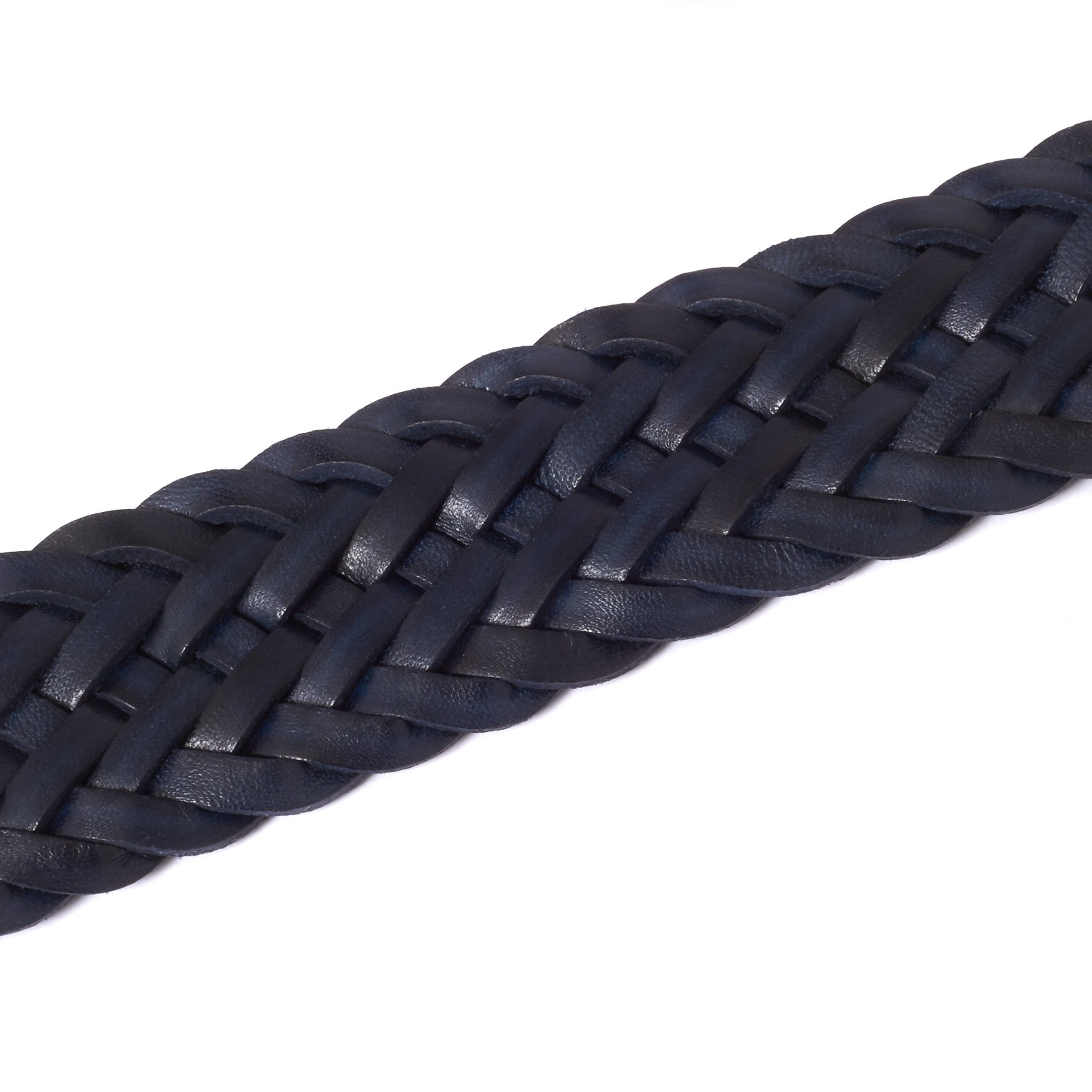 Anderson's Belts Woven Leather Belt - Navy