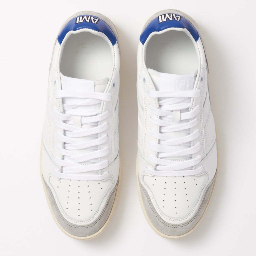 AMI Blue White Thin Low Trainers