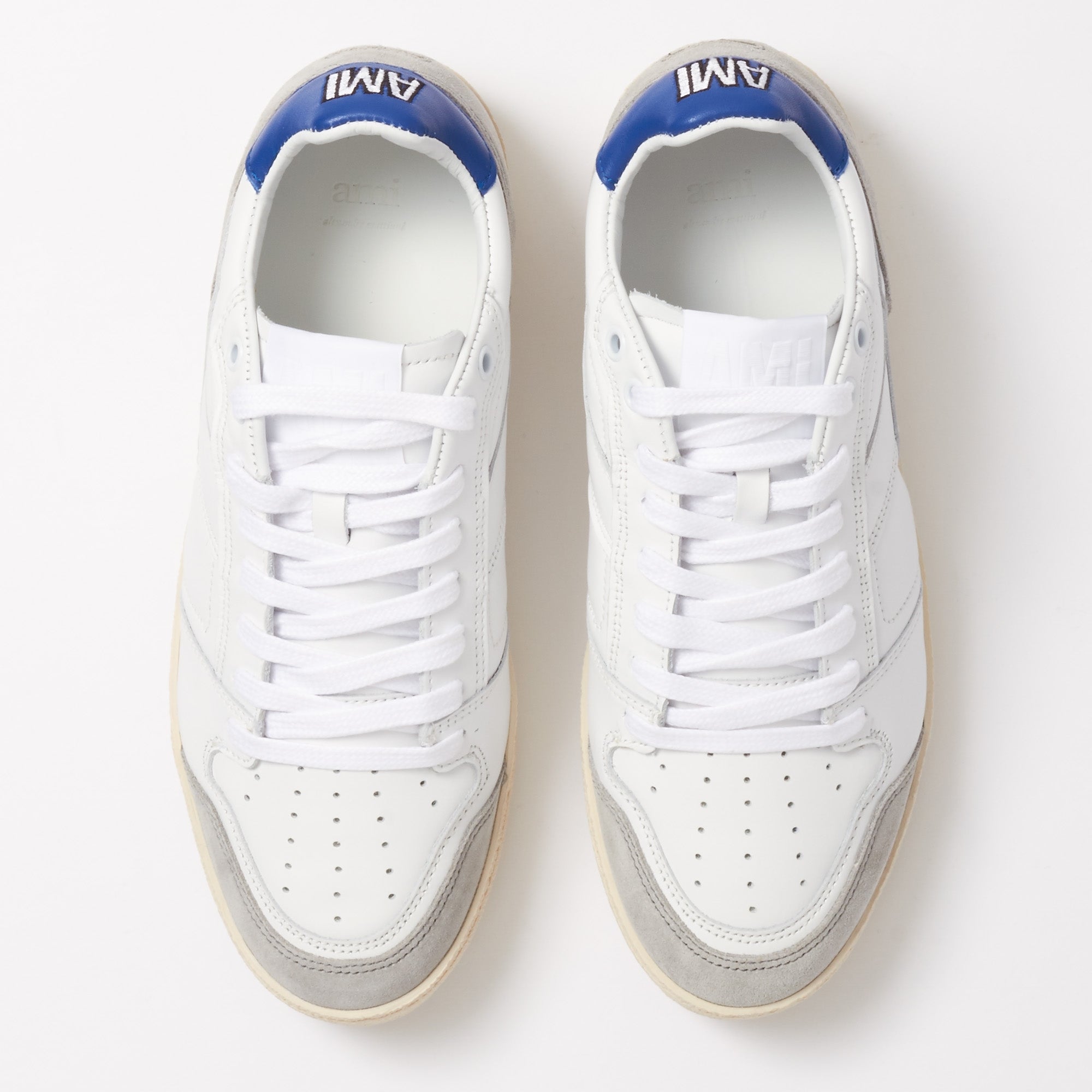 AMI Blue White Thin Low Trainers