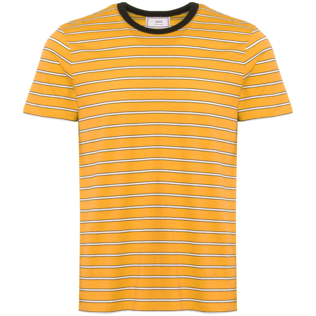 AMI Striped Short Sleeves T-Shirt - Jaune