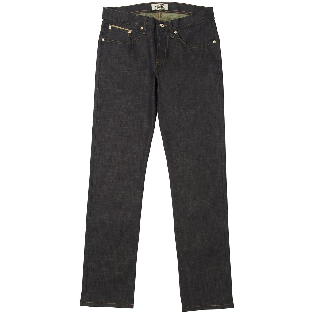 Naked and Famous Denim Indigo Slub Stretch Weird Guy Selvedge Denim Jeans