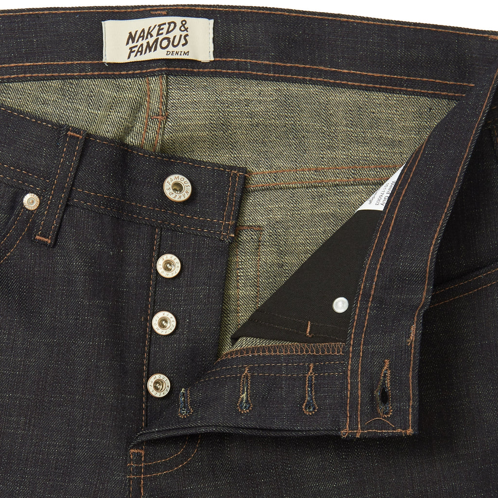 Naked and Famous Denim Indigo Slub Stretch Weird Guy Selvedge Denim Jeans