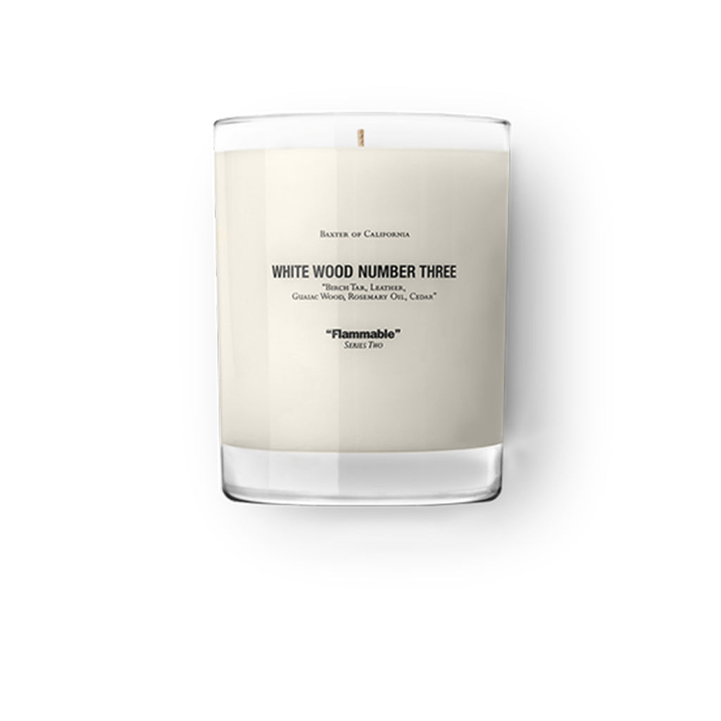 Baxter of California White Wood Number 3 Candle