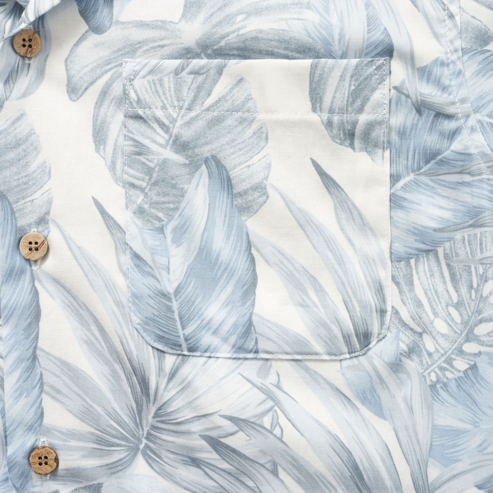 Naked and Famous Denim Tropical Leaves White Aloha Shirt