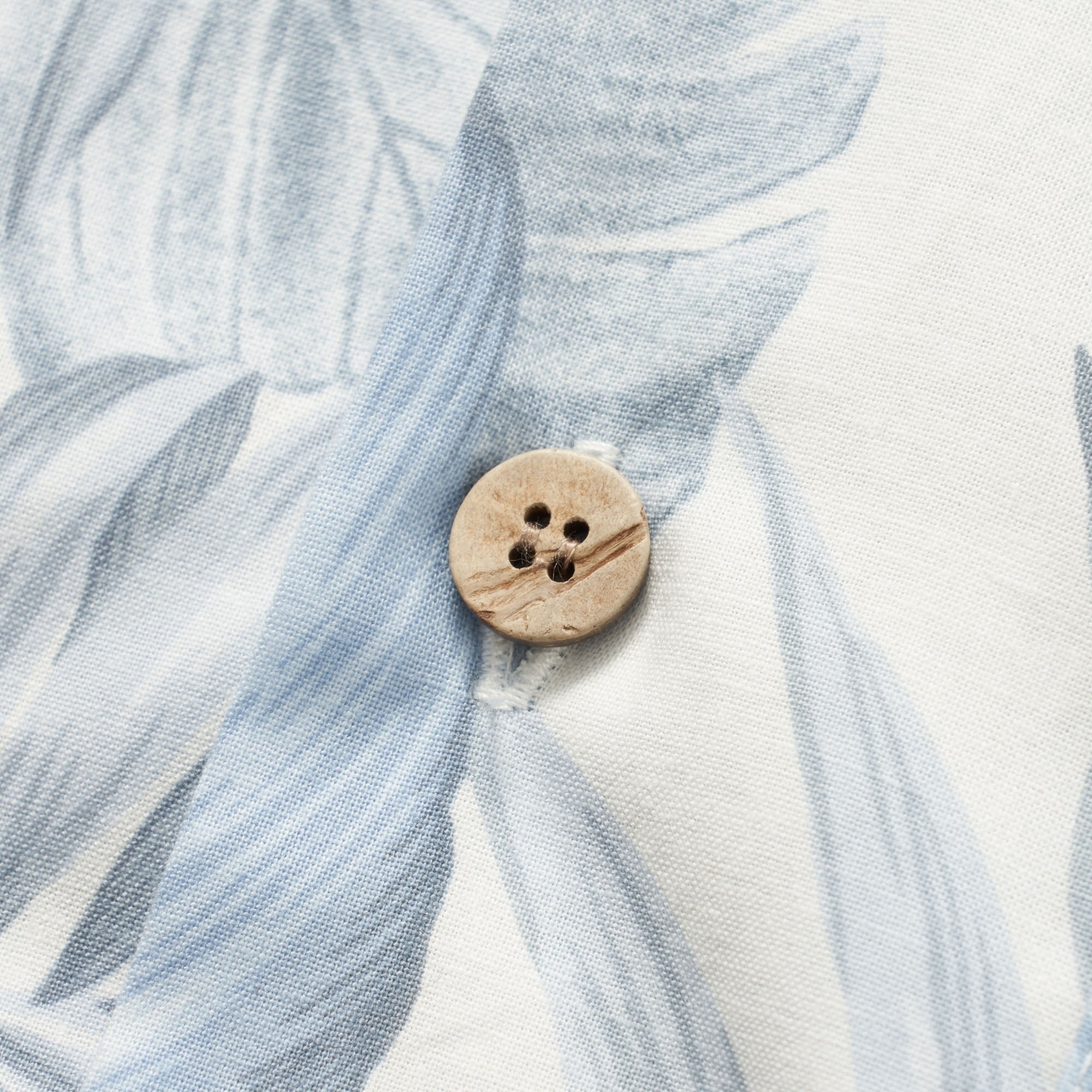 Naked and Famous Denim Tropical Leaves White Aloha Shirt