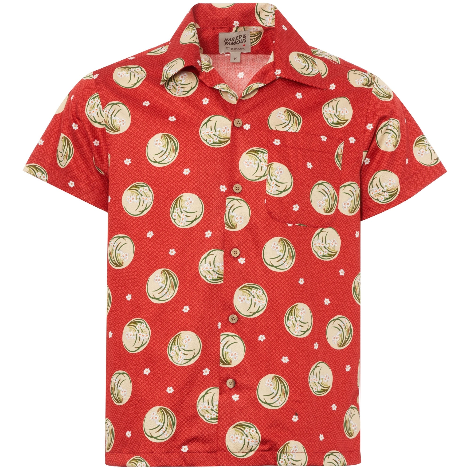 Naked and Famous Denim Red Japanese Springtime Aloha Shirt