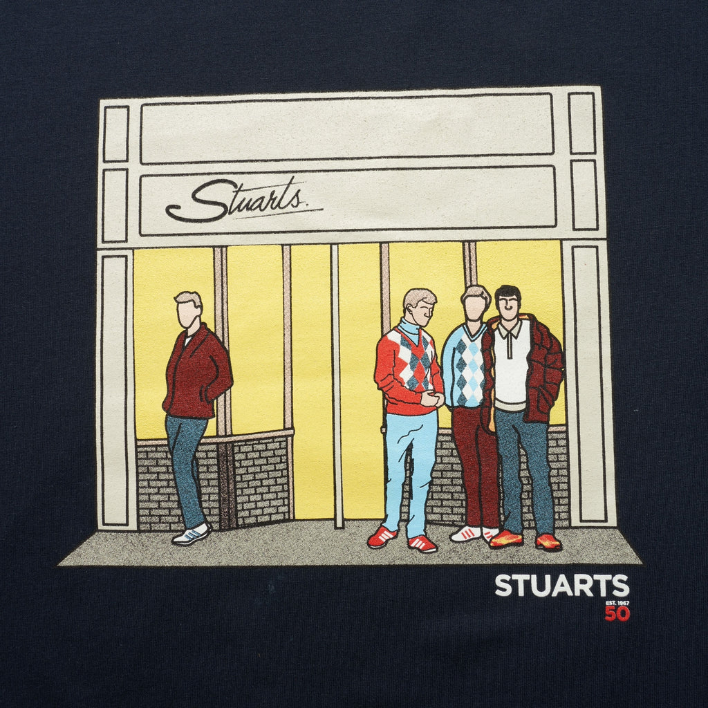 Stuarts x 80's Casuals Navy 80s Casuals X Stuarts 50th Anniversary T-Shirt