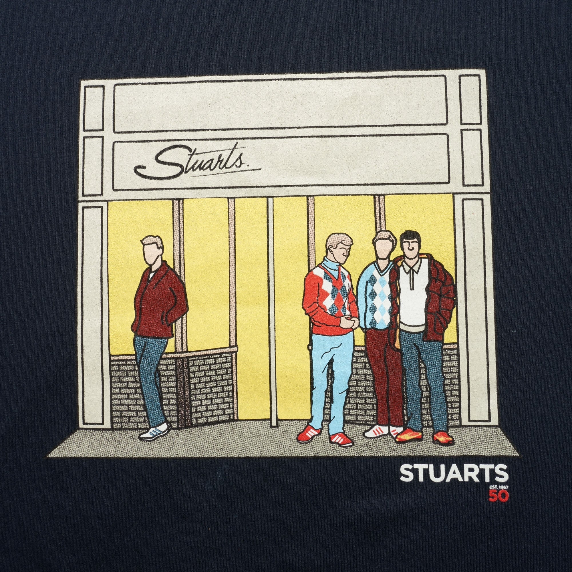 Stuarts x 80's Casuals Navy 80s Casuals X Stuarts 50th Anniversary T-Shirt