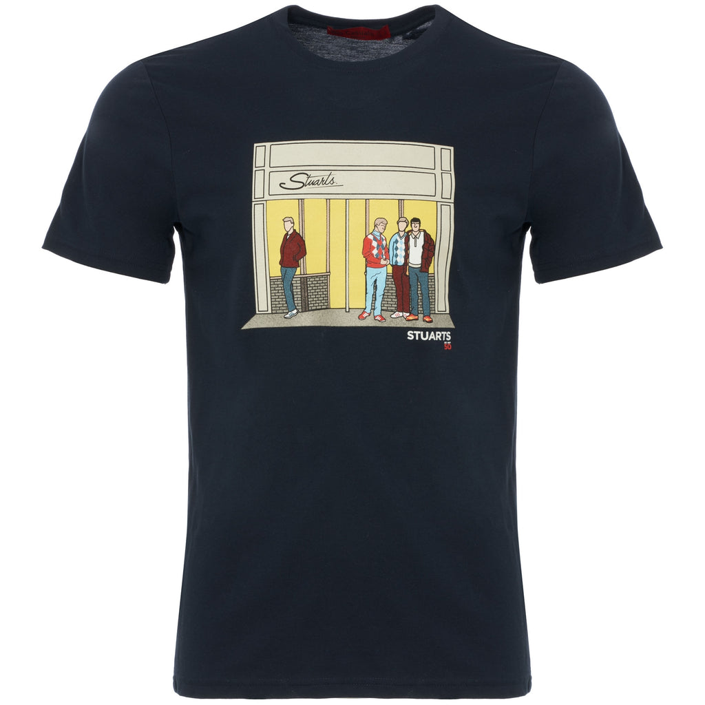 Stuarts x 80's Casuals Navy 80s Casuals X Stuarts 50th Anniversary T-Shirt