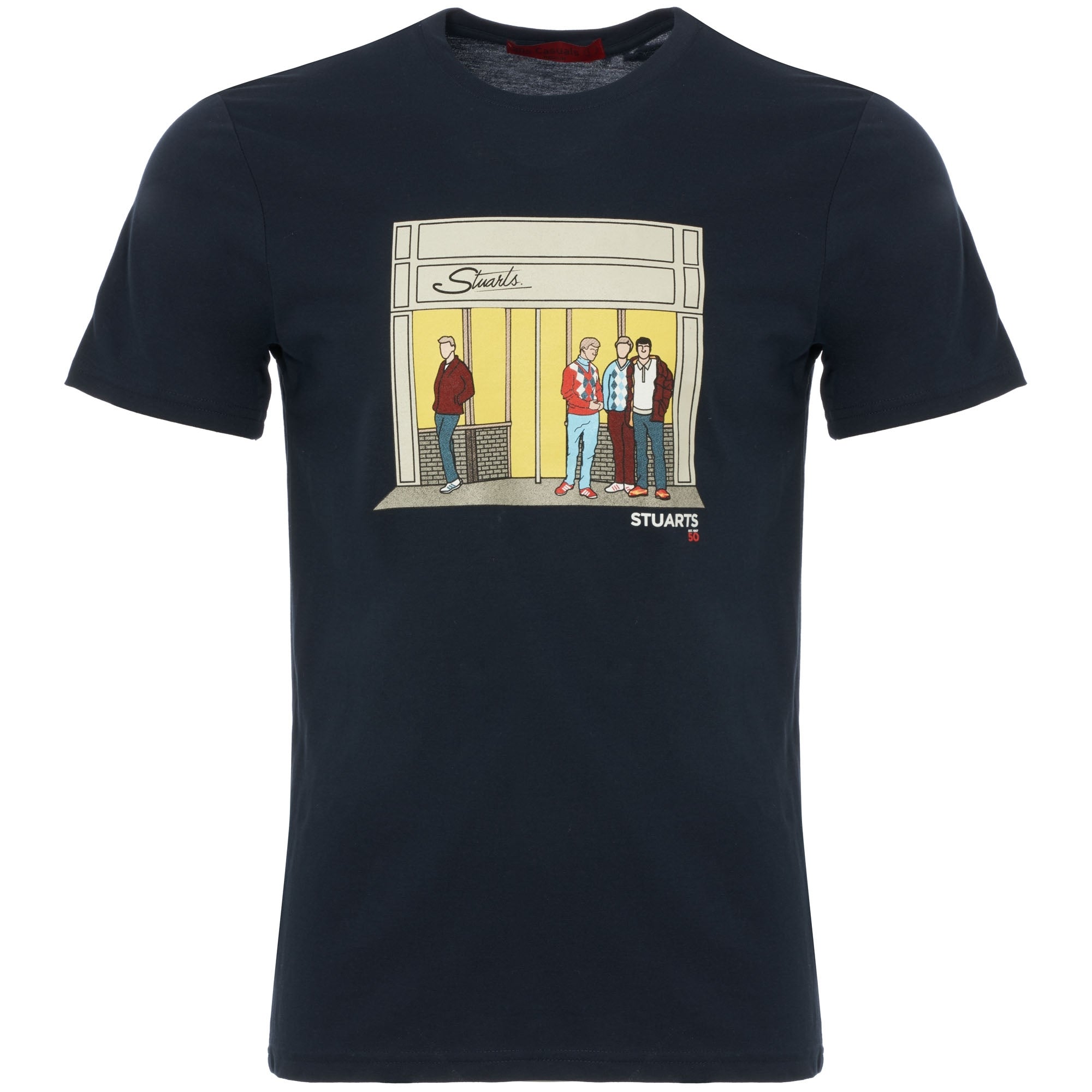 Stuarts x 80's Casuals Navy 80s Casuals X Stuarts 50th Anniversary T-Shirt