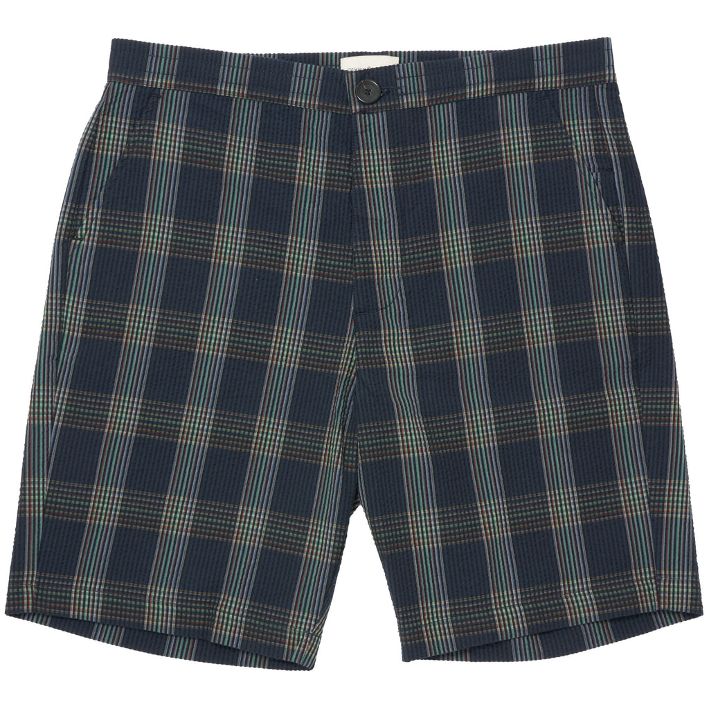 Oliver Spencer Navy Check Drawstring Short