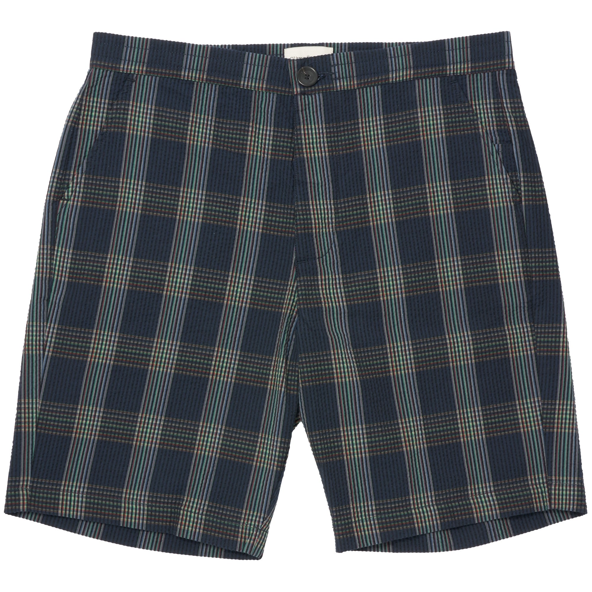 Oliver Spencer Navy Check Drawstring Short