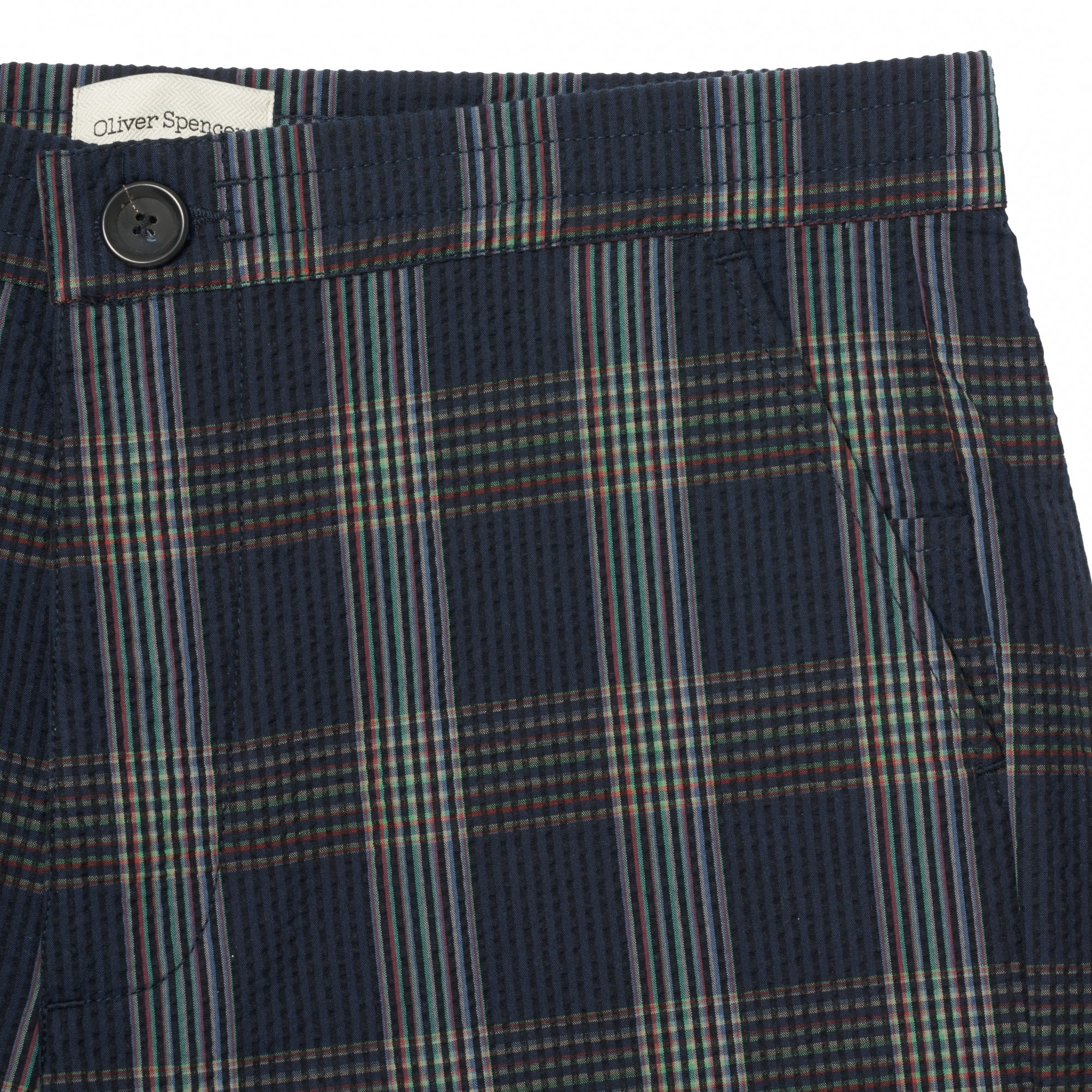 Oliver Spencer Navy Check Drawstring Short