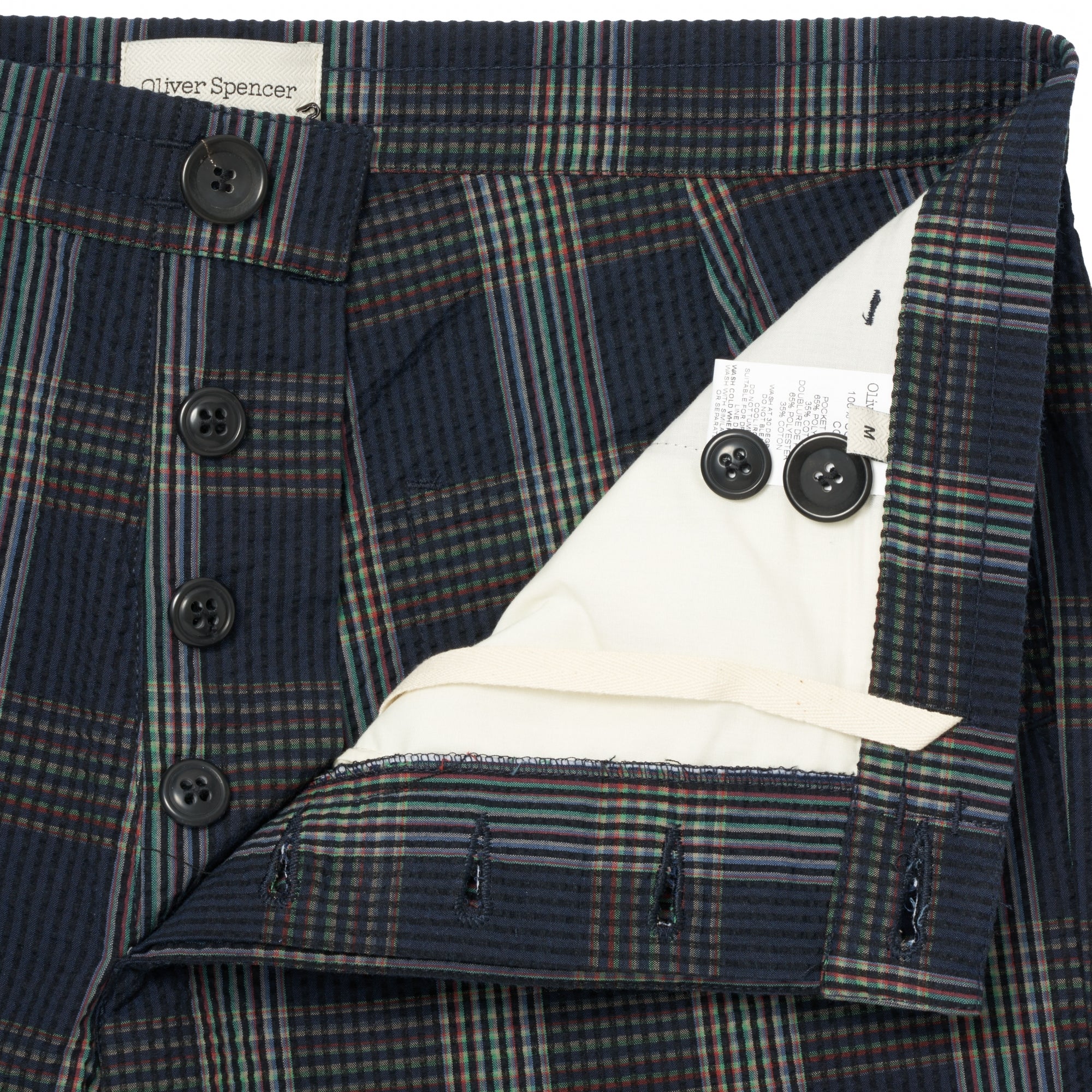 Oliver Spencer Navy Check Drawstring Short