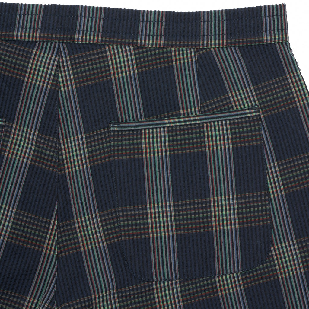 Oliver Spencer Navy Check Drawstring Short