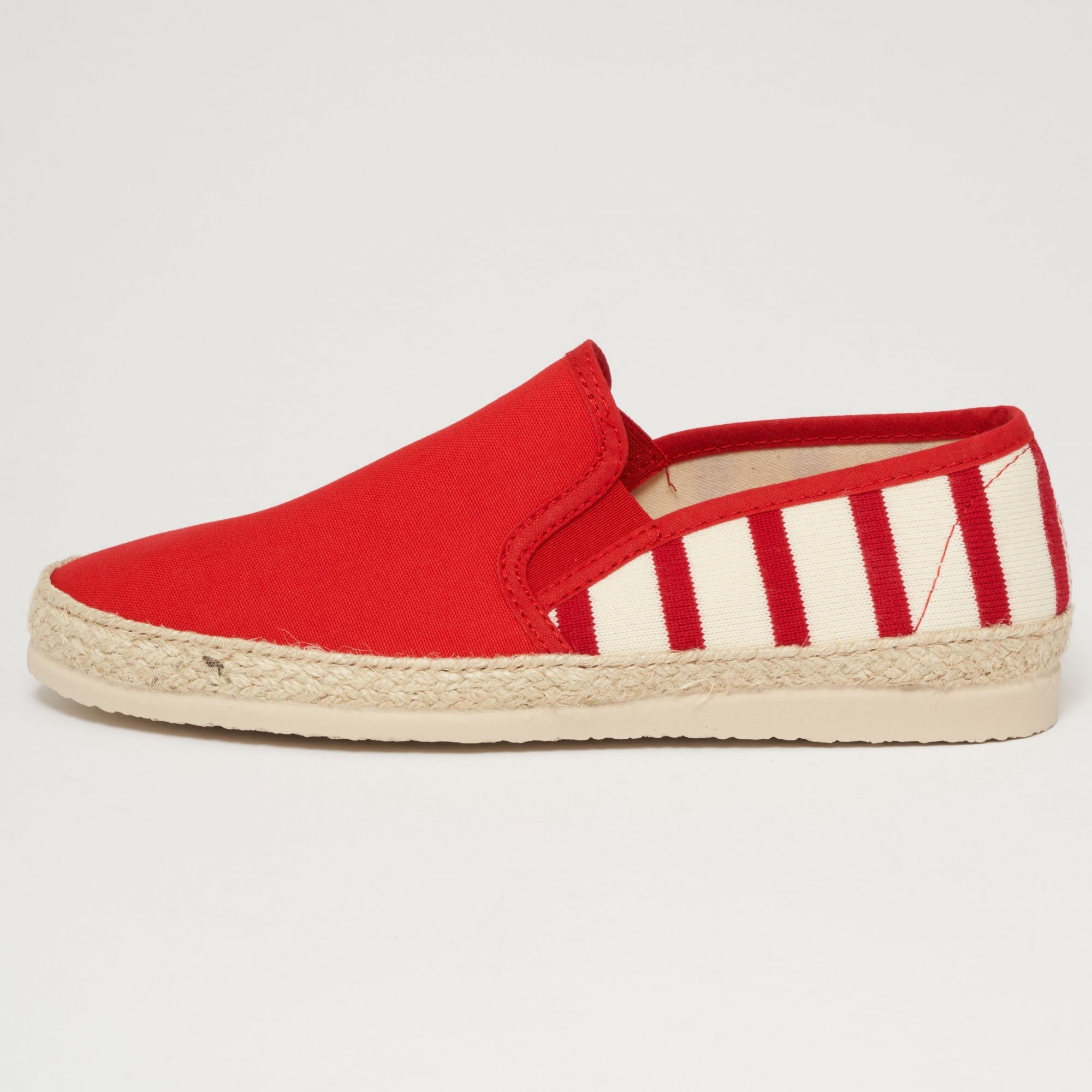 Armor Lux Striped Canvas Espadrilles - Dark Red & Natural