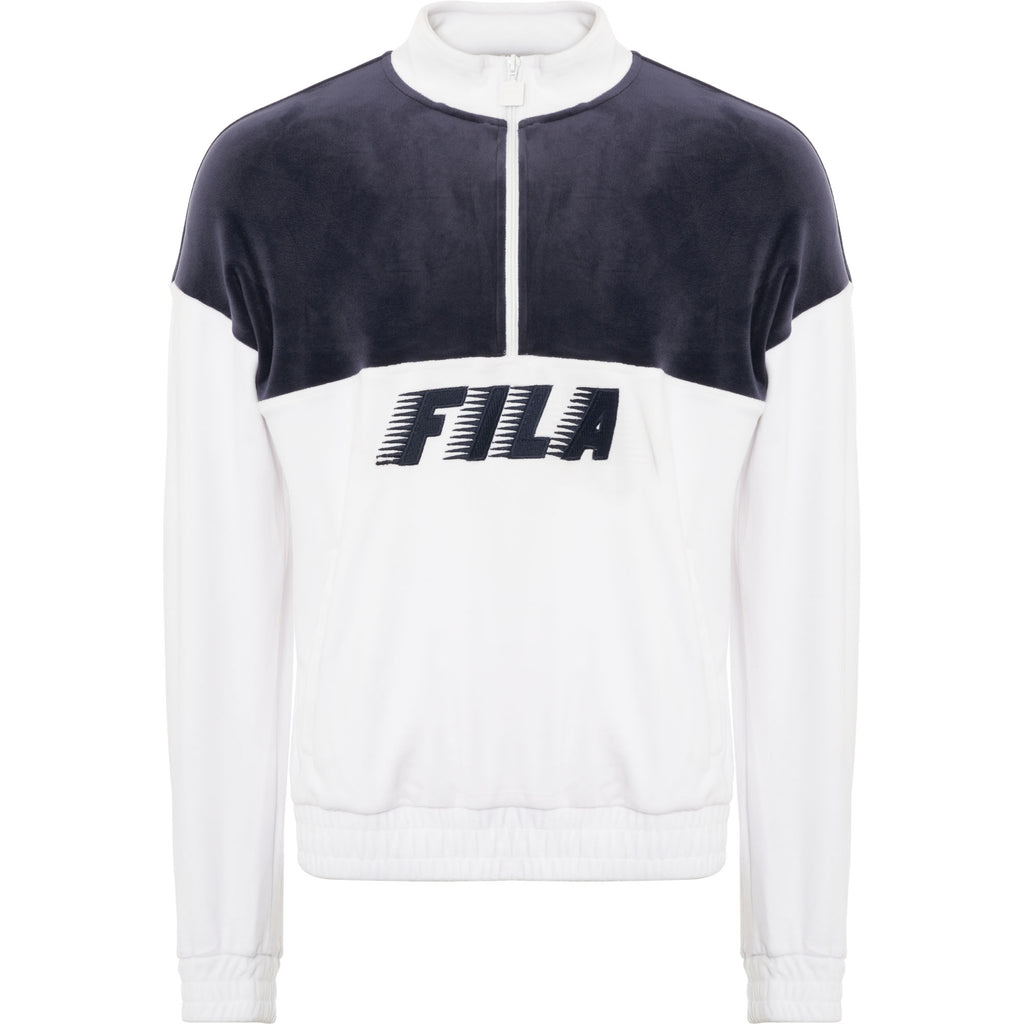 Fila Vintage White & Peacoat Easton Velour Half Zip Pullover
