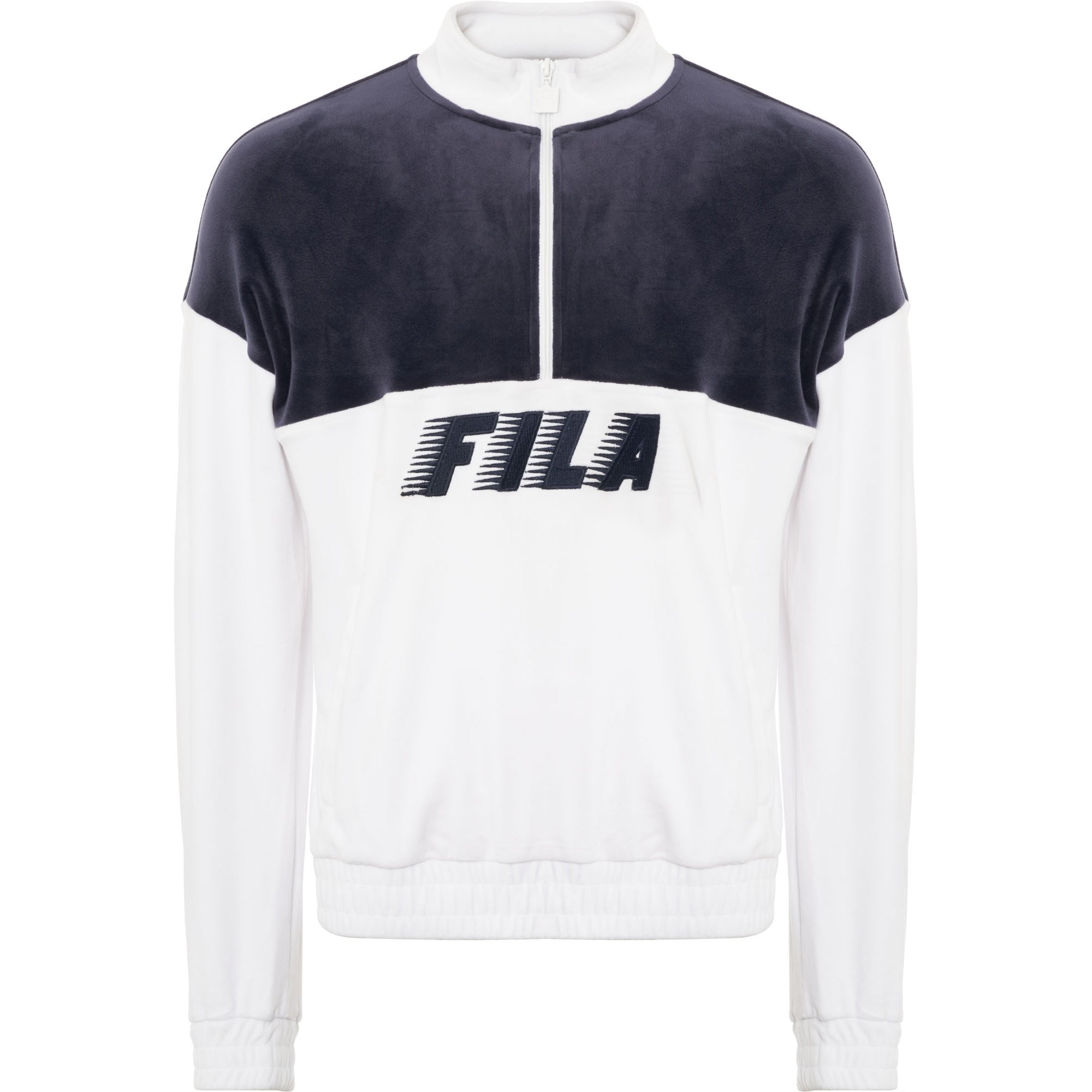 Fila Vintage White & Peacoat Easton Velour Half Zip Pullover