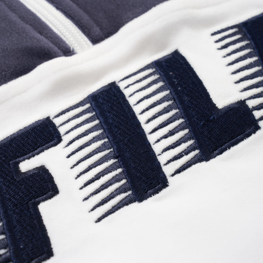 Fila Vintage White & Peacoat Easton Velour Half Zip Pullover