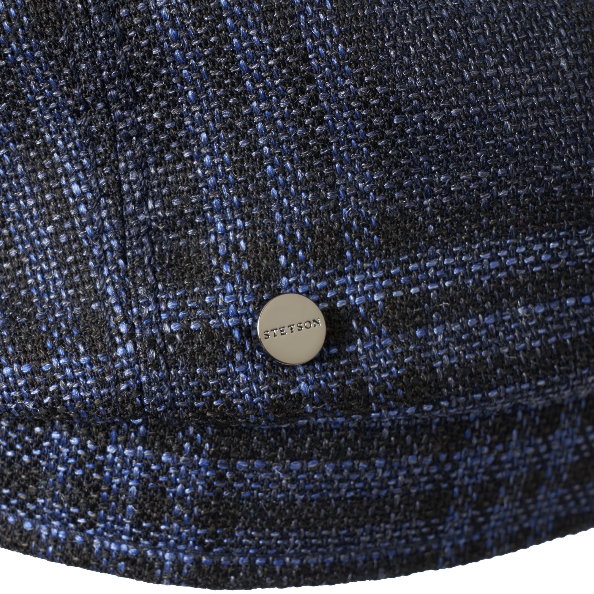 Stetson Hats Check Hatteras Flat Cap- Navy